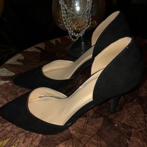 Black suede heels